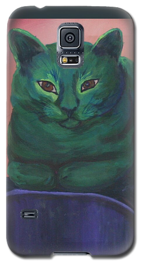 #cat Prints Galaxy S5 Case featuring the painting Emerald by Gail Daley