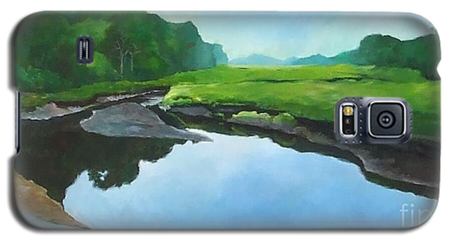 Blue Galaxy S5 Case featuring the painting Essex Creek by Claire Gagnon
