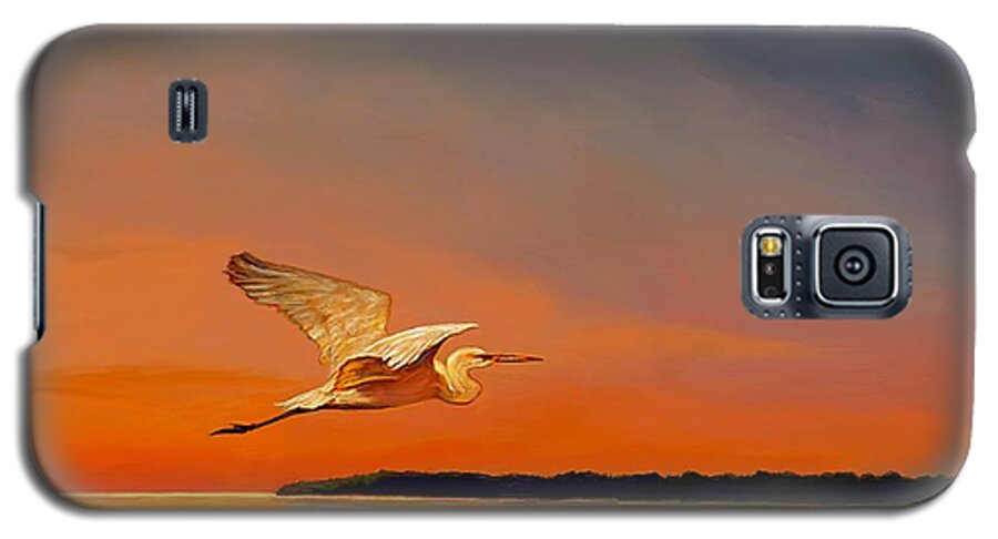 Shore Bird Galaxy S5 Case featuring the painting Evening Flight by David Van Hulst
