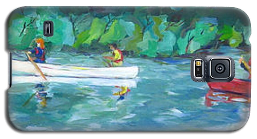 Canoing Galaxy S5 Case featuring the painting Exploring Our River by Naomi Gerrard