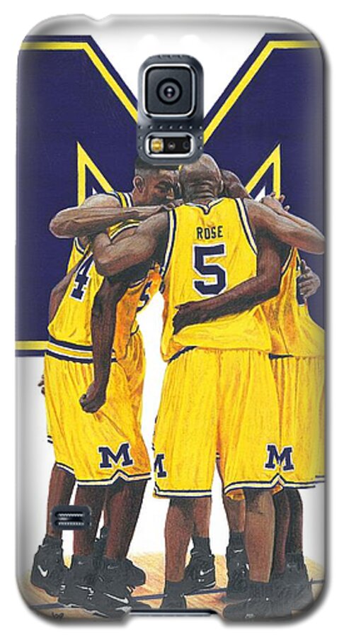 Michigan Wolverines Galaxy S5 Case featuring the drawing Fab Five by Chris Brown