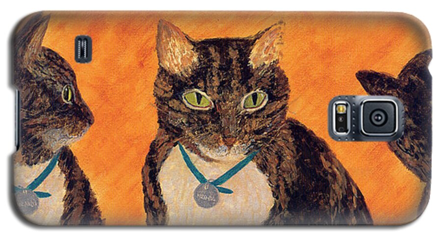 Cat Galaxy S5 Case featuring the painting Face-off by Kathryn Riley Parker