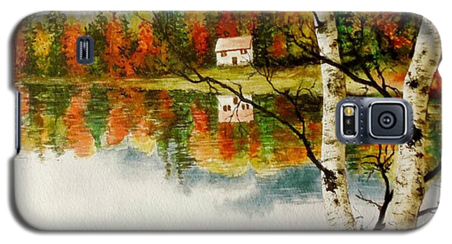 Landscape Galaxy S5 Case featuring the painting Fall Splendour by Sher Nasser