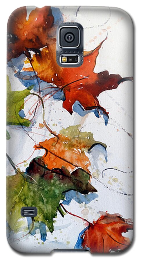 Leaves Galaxy S5 Case featuring the painting Falling Down  by Sandra Strohschein