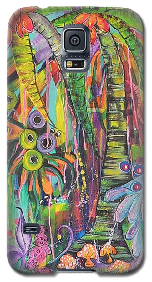 Tropical Galaxy S5 Case featuring the painting Fantasy Rainforest by Lyn Olsen