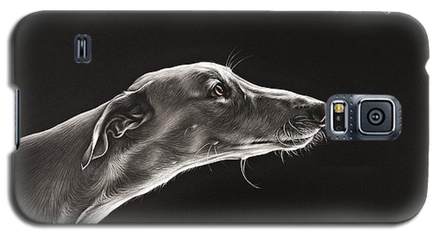 Dog Galaxy S5 Case featuring the drawing Fascination by Elena Kolotusha