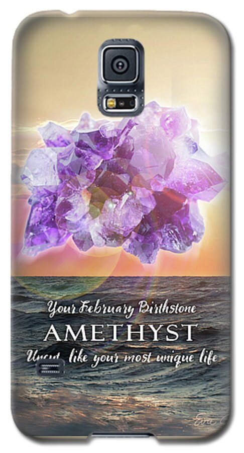 February Galaxy S5 Case featuring the digital art February Birthstone Amethyst by Evie Cook