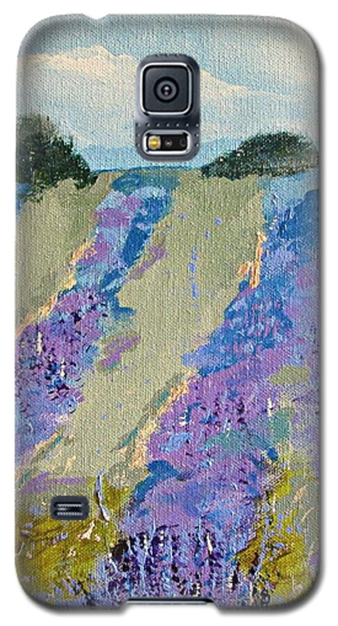 Lavender Galaxy S5 Case featuring the painting Fields of Lavender by Mary Mirabal