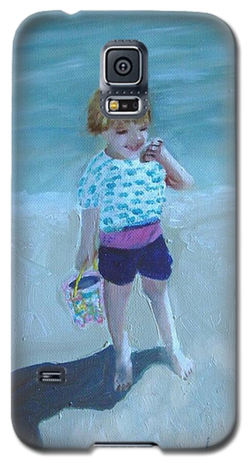 Child Galaxy S5 Case featuring the painting Finding Treasure by Laurie Morgan