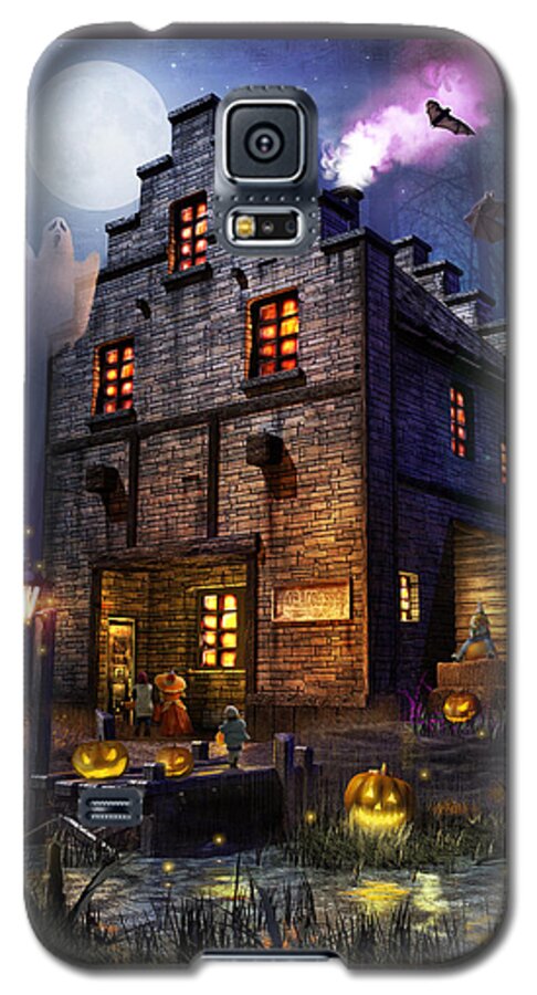 Ghosts Galaxy S5 Case featuring the mixed media Firefly Inn Halloween Edition by Joel Payne