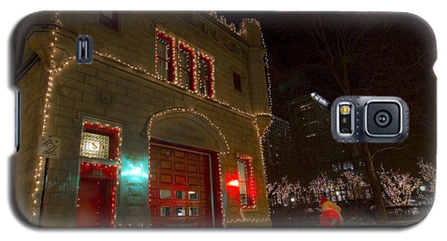 Firehouse Galaxy S5 Case featuring the photograph Firehouse in xmas lights by Sven Brogren