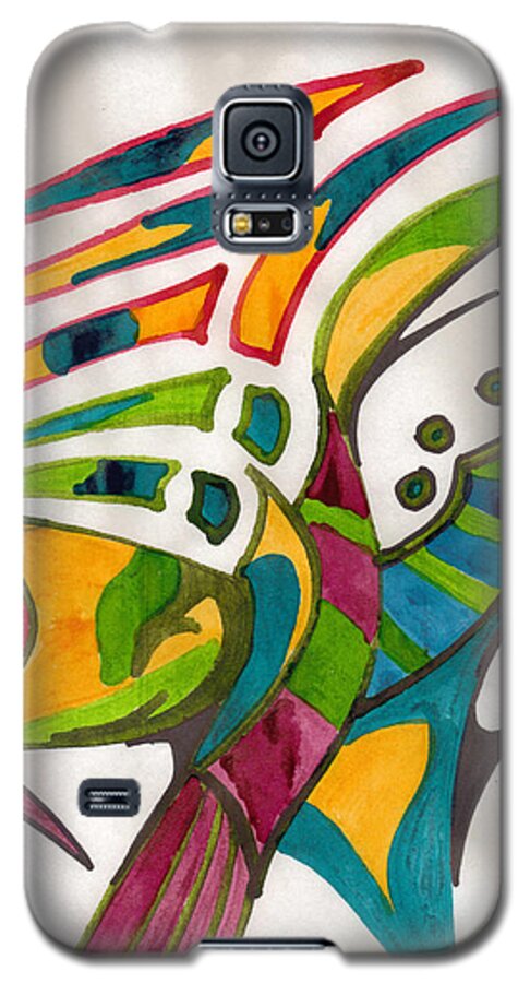 Indian Galaxy S5 Case featuring the drawing Fish Fins by Mary Mikawoz