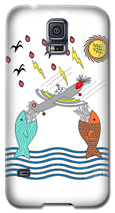 Fish Food Galaxy S5 Case featuring the digital art Fish Food by Two Hivelys