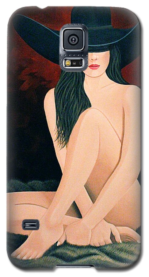 Cowgirl On Fur Galaxy S5 Case featuring the painting Flesh On Fur by Lance Headlee