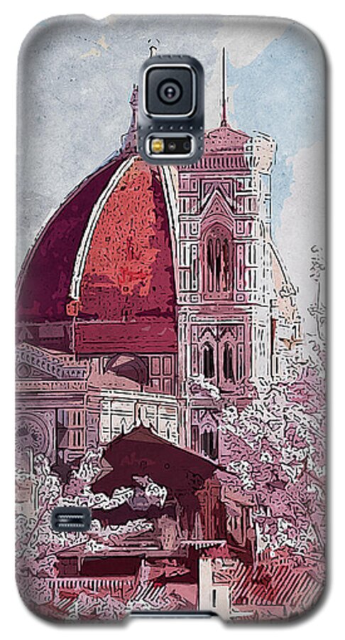 Florence Sunset Galaxy S5 Case featuring the painting Florence - 16 by AM FineArtPrints