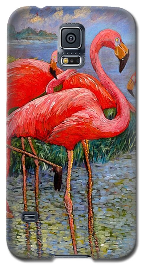 St.petersberg Galaxy S5 Case featuring the painting Florida's Free Flamingo's by Charles Munn