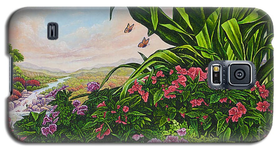 Flower Galaxy S5 Case featuring the painting Flower Garden VII by Michael Frank