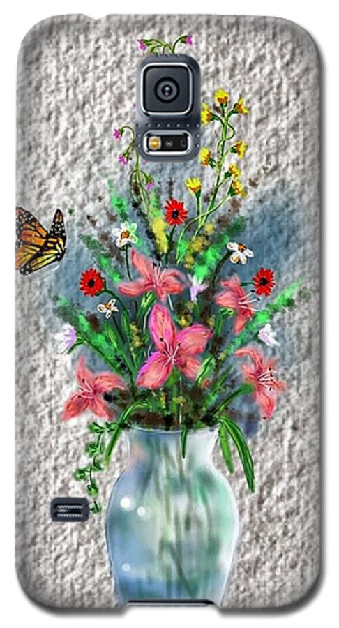 Vase Galaxy S5 Case featuring the digital art Flower study three by Darren Cannell