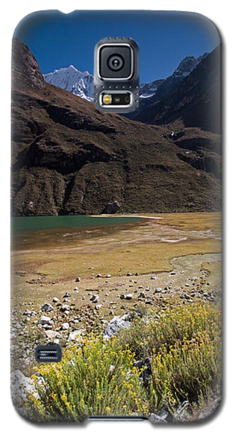Andes Galaxy S5 Case featuring the photograph Flowers and Mountain Lake in Santa Cruz Valley by Aivar Mikko