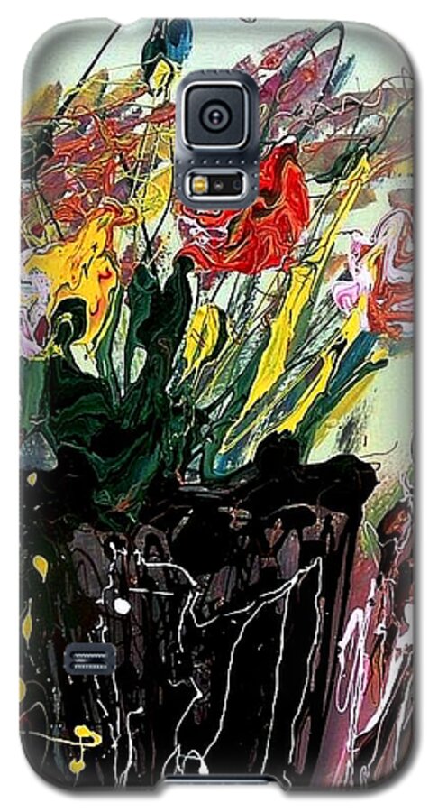 Abstract Still Life - Expressive Media Acrylic On Canvas Galaxy S5 Case featuring the painting Flowers Blossom by Rebecca Flores