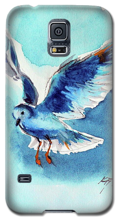 Fly Galaxy S5 Case featuring the painting Flying bird by Kovacs Anna Brigitta