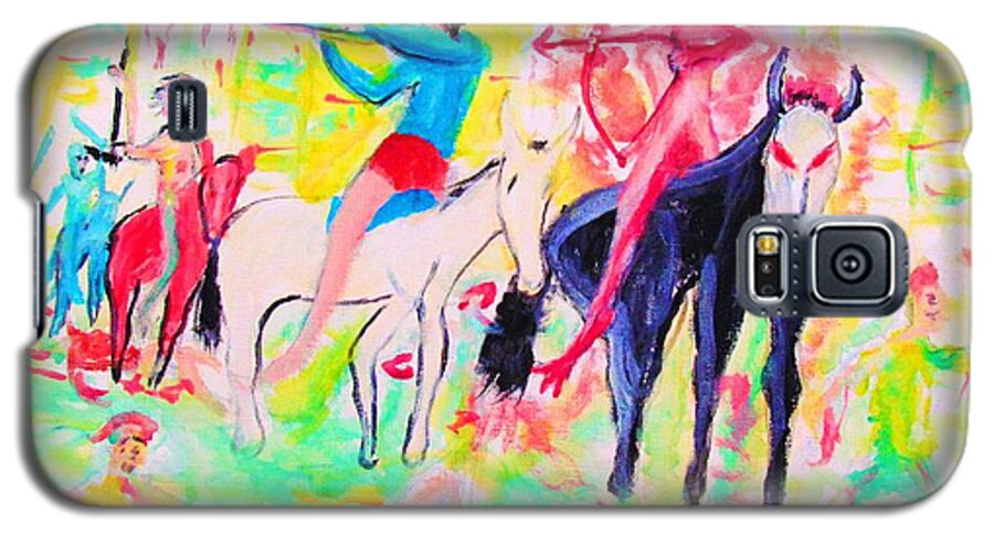 Four Horsemen Of The Apocalypse Galaxy S5 Case featuring the painting Four Horsemen by Stanley Morganstein