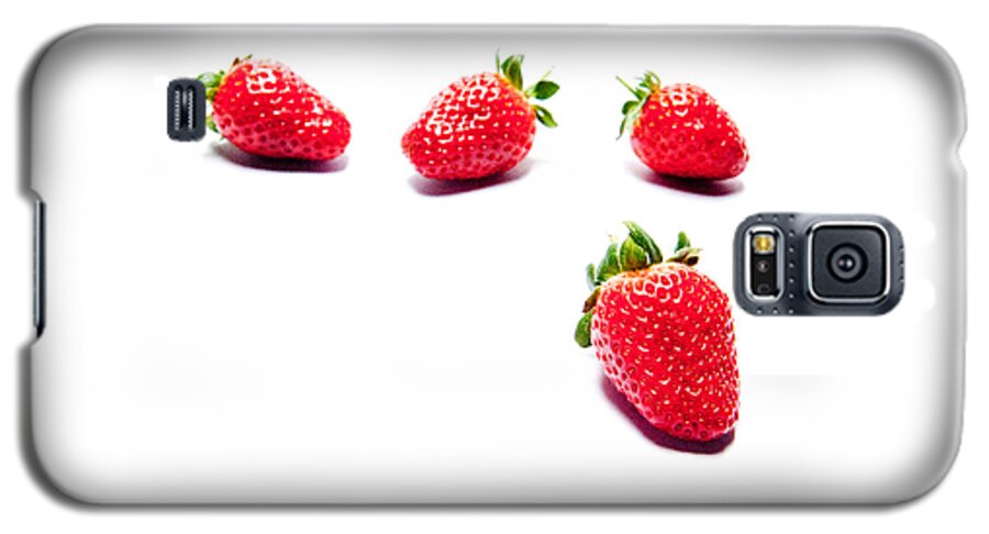 Fruit Galaxy S5 Case featuring the photograph Four Strawberries by Helen Jackson