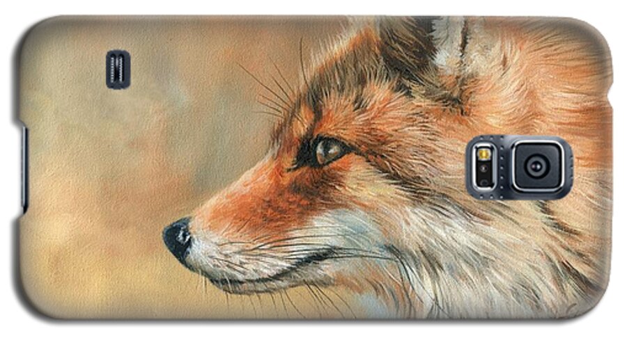 Fox Galaxy S5 Case featuring the painting Fox Portrait by David Stribbling