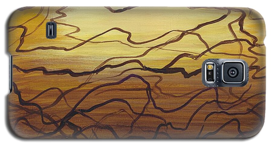 #abstracts #yellow #brown #modern #contemporary Galaxy S5 Case featuring the painting Fractured by Allison Constantino
