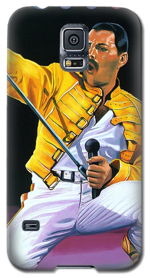 Freddie Mercury Galaxy S5 Case featuring the painting Freddie Mercury Live by Paul Meijering