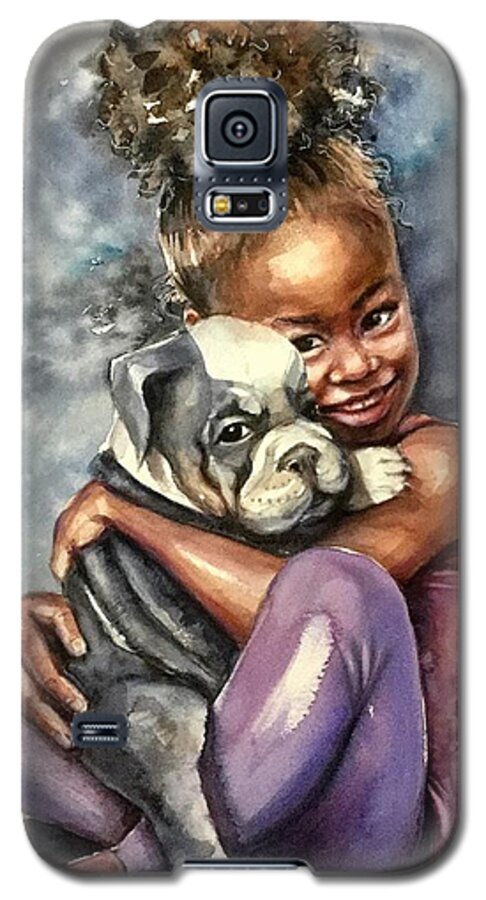 A Girl Galaxy S5 Case featuring the painting Friends by Katerina Kovatcheva