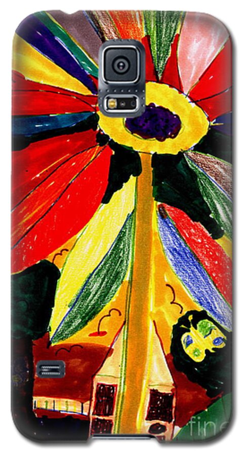 Children's Art Galaxy S5 Case featuring the painting Full Bloom - My Home 2 by Angela L Walker