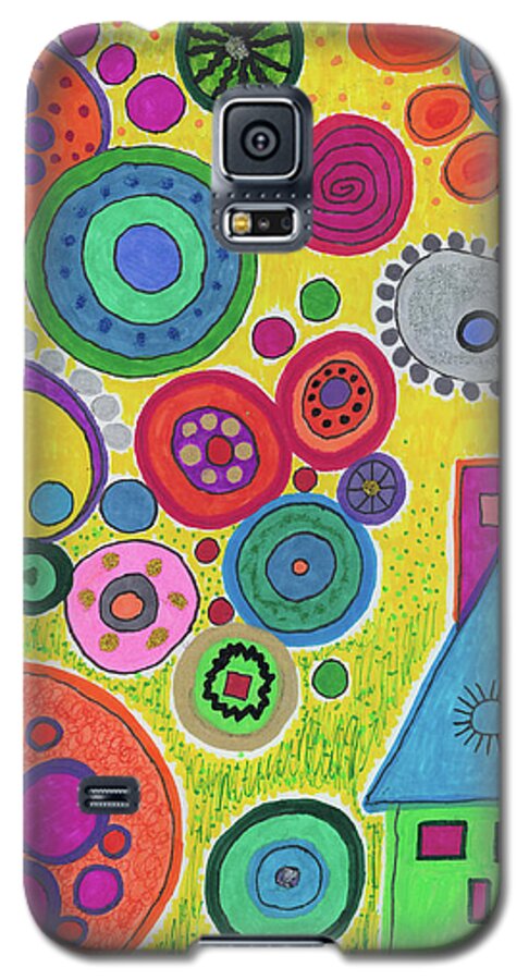 Original Drawing Galaxy S5 Case featuring the drawing Funky Universe by Susan Schanerman