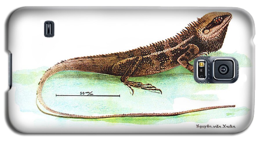 Lizard Galaxy S5 Case featuring the drawing Garden Lizard by Nguyen van Xuan