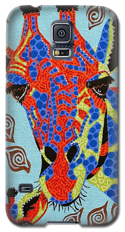 Giraffe Galaxy S5 Case featuring the painting Giraffe mom and baby by Kelly Nicodemus-Miller