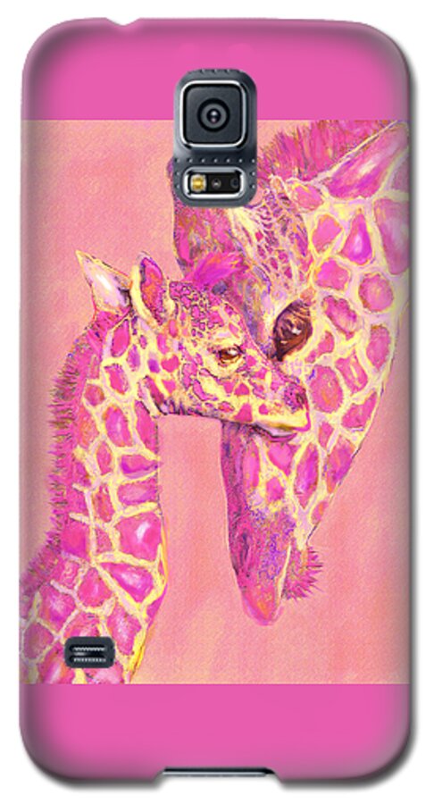  Jane Schnetlage Galaxy S5 Case featuring the digital art Giraffe Shades- Pink by Jane Schnetlage
