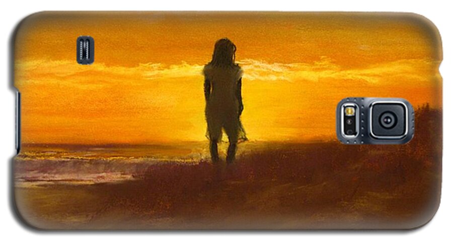 Beach Galaxy S5 Case featuring the painting Girl on the Dunes by Jack Skinner