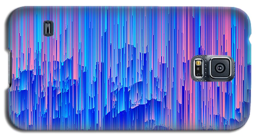 Glitch Galaxy S5 Case featuring the digital art Glitchy Rain - Abstract Pixel Art by Jennifer Walsh
