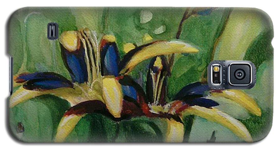 Flower Galaxy S5 Case featuring the painting Glowing Flora by Nicolas Bouteneff