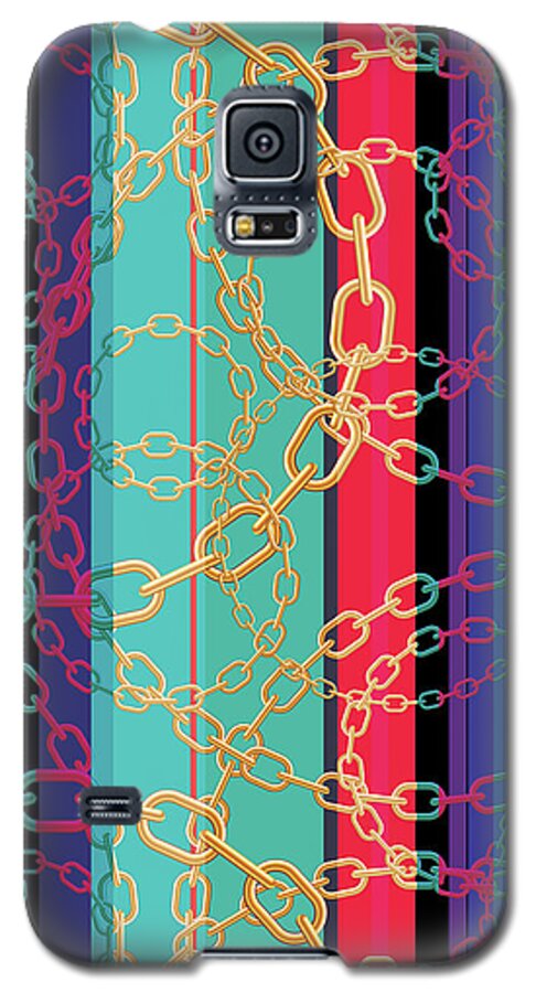 Artistic Design Galaxy S5 Case featuring the digital art Gold Chains V2 by Xrista Stavrou