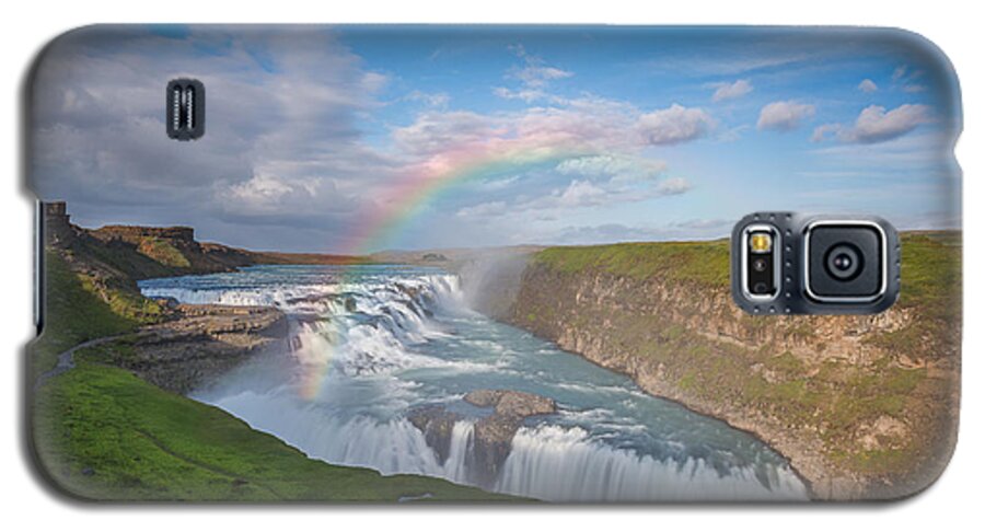 Golden Falls Galaxy S5 Case featuring the photograph Golden Falls, Gullfoss Iceland by Michael Ver Sprill