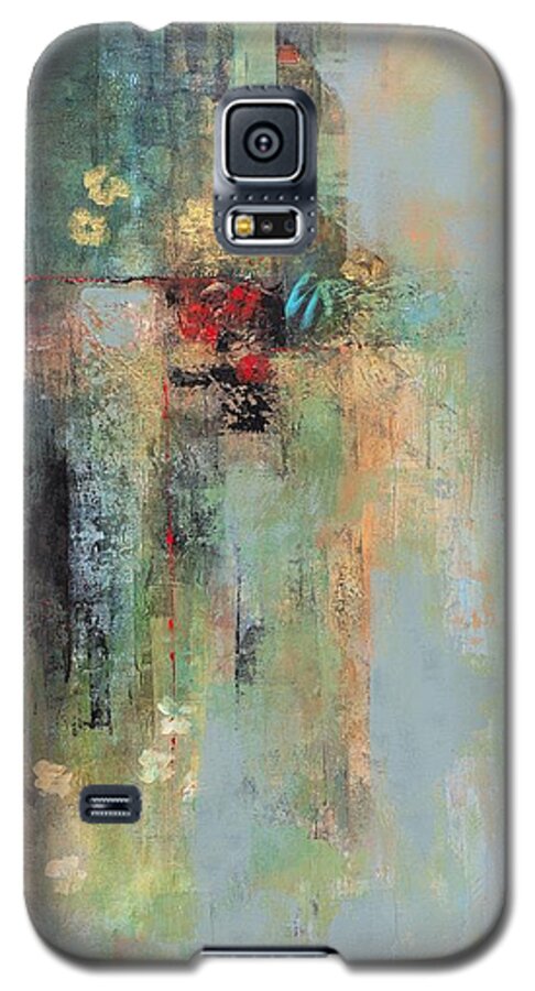Abstract Art Galaxy S5 Case featuring the painting Golden Flowers by Frances Marino