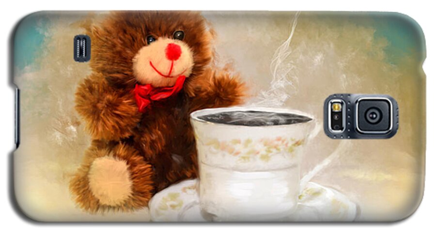 Good Morning Cup Of Coffee With Teddy Bear Galaxy S5 Case featuring the photograph Good Morning Teddy by Mary Timman
