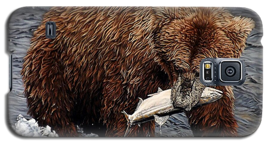 Bear Galaxy S5 Case featuring the painting Gotcha by Linda Becker