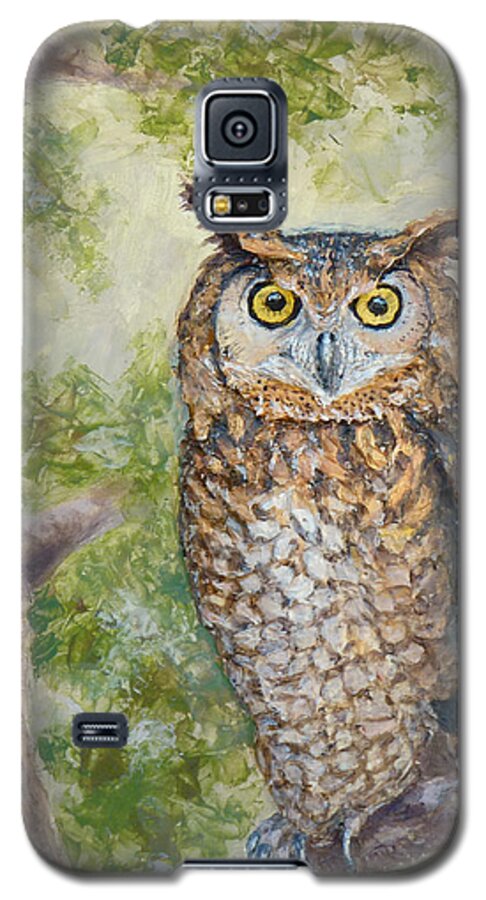 Wildlife Galaxy S5 Case featuring the painting Great Horned Owl by Joe Bergholm
