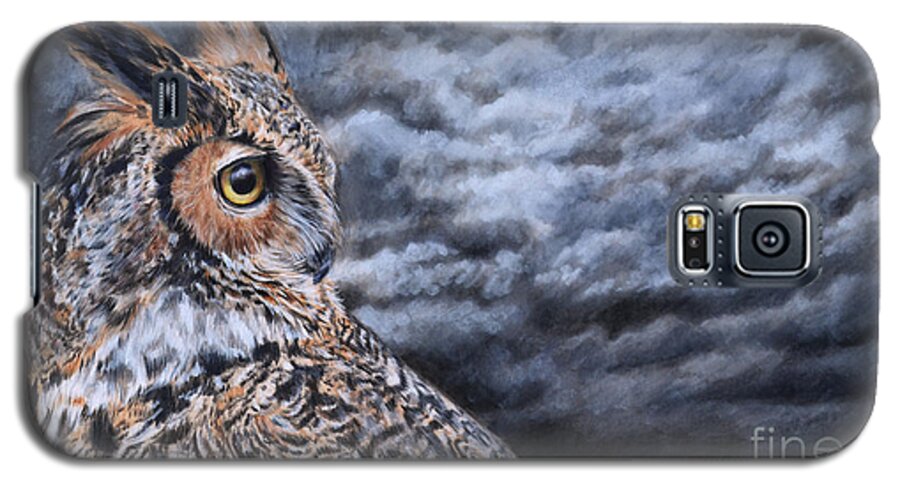 Great Horned Owl Galaxy S5 Case featuring the painting Great Horned Owl by Lachri