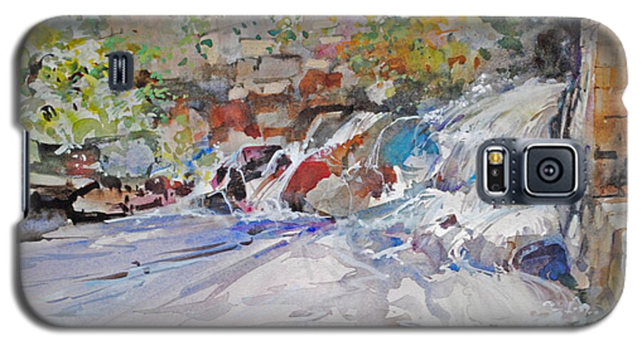 Grist Mill Galaxy S5 Case featuring the painting Grist Mill Spill Way by P Anthony Visco