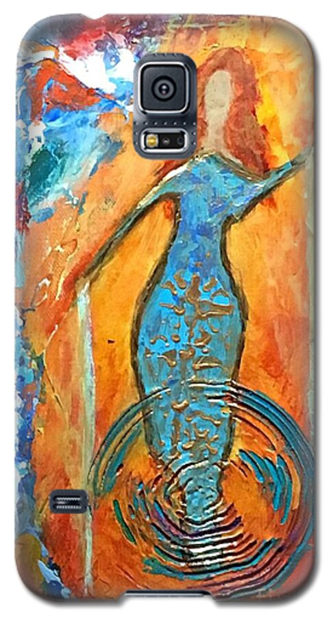 Abstract Galaxy S5 Case featuring the painting Guardian of Rainbow Light by Mary Mirabal