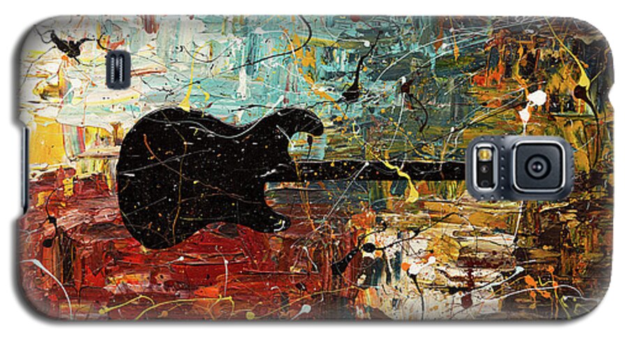 Music Galaxy S5 Case featuring the painting Guitar Story by Carmen Guedez