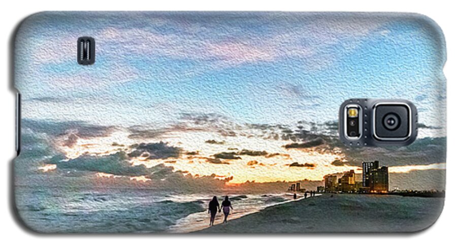 Al Galaxy S5 Case featuring the photograph Gulf Shores Beach Sunset Seascape 0272A Digital Painting by Ricardos Creations